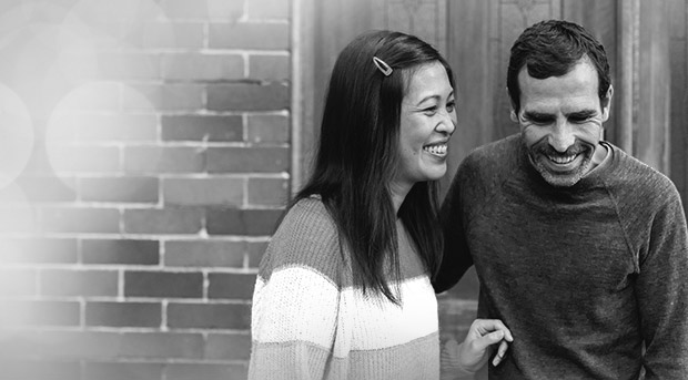 couple near a door